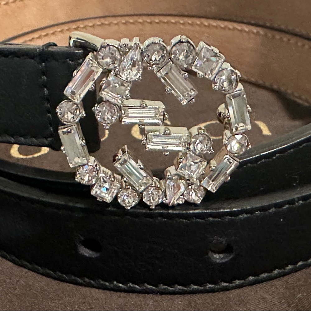 Gucci Crystal GG belt. Size 75. Size small 29 waist